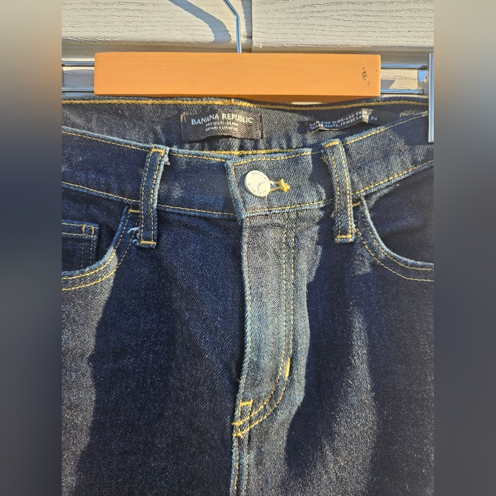 Banana Republic High Rise Wide Leg Crop Jeans Dark Wash Size 26 - Picture 2 of 9
